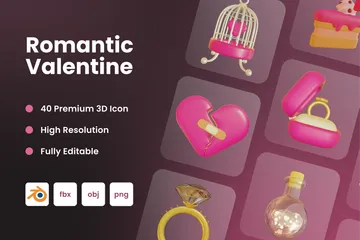 Romantic Valentine 3D Icon Pack