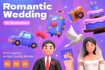 ロマンチックな結婚式 3D Iconパック