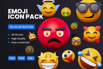 Emoji de rosto Pacote de Icon 3D