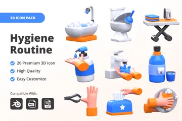 Rotina de Higiene Pacote de Icon 3D