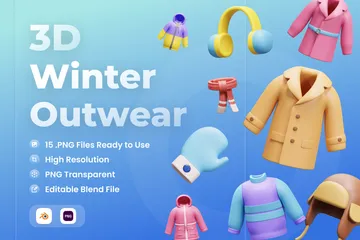 Roupas de inverno Pacote de Icon 3D