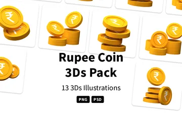 Pièce de monnaie en roupie Pack 3D Icon