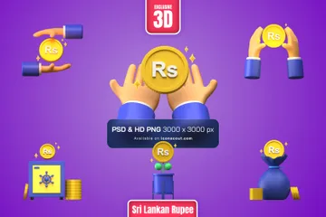 Pièce de monnaie en roupie sri lankaise Pack 3D Illustration