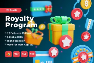 Royalty Program 3D Icon Pack