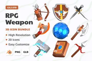 RPG 무기 자산 3D Icon 팩