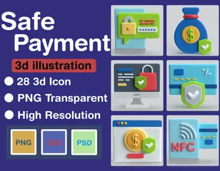 Safe Payment 3D Icon Pack