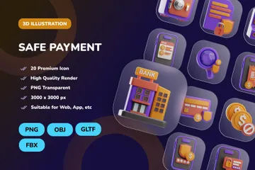 Safe Payment 3D Icon Pack