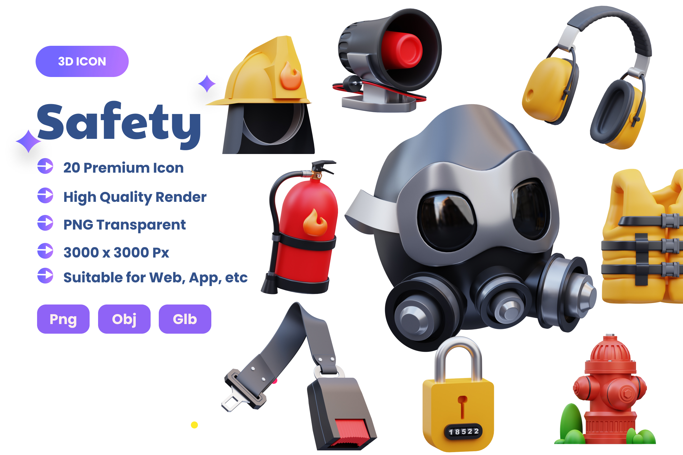 Premium Safety 3D Illustration pack from Crime & Security 3D Illustrations