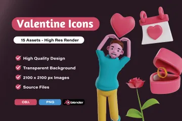 Couple Saint-Valentin Pack 3D Illustration