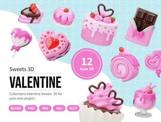 Nourriture sucrée de la Saint-Valentin Pack 3D Icon