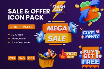 Sale And Offer 3D Icon Pack