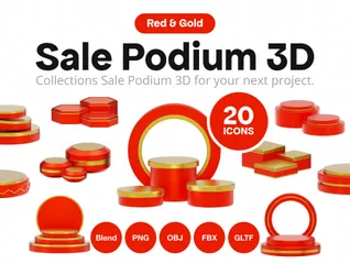 Sale Red Stage Podium 3D Icon Pack