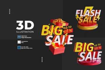 판매 텍스트 3D Illustration 팩