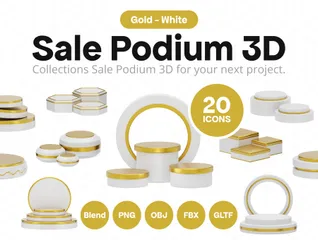 Sale White Stage Podium 3D Icon Pack