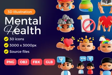 Salud mental Paquete de Icon 3D