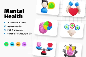 Salud mental Paquete de Icon 3D