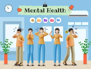 Salud mental Paquete de Illustration 3D