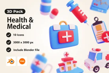 Salud y Medicina Paquete de Icon 3D