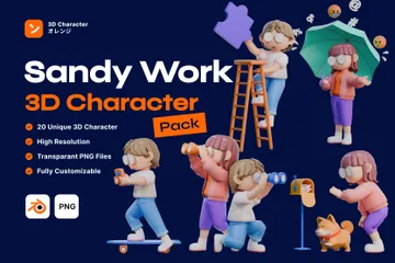 Sandy Arbeit 3D Illustration Pack