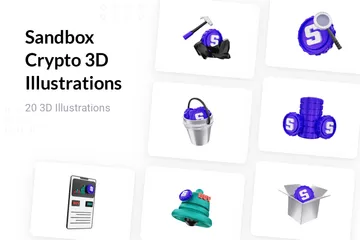 Criptomoneda Sandbox Paquete de Illustration 3D