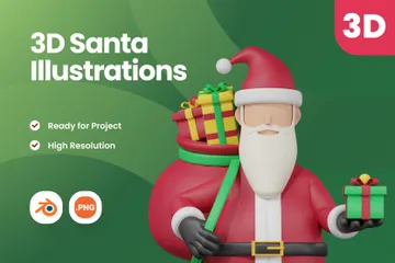 Santa Character 3D Illustration Pack