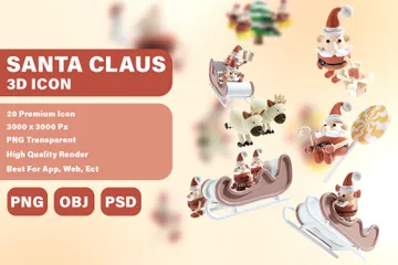 桃のテーマのサンタクロースクリスマス 3D Iconパック