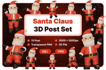 Santa Claus Post Paquete de Illustration 3D