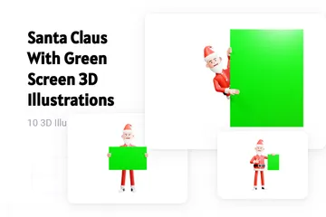 Santa Claus With Green Screen 3D Illustration Pack