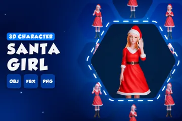 Chica Santa Claus - Cuerpo entero Paquete de Illustration 3D