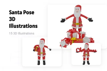 Santa Pose Paquete de Illustration 3D