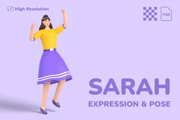 Expressão e pose de Sarah Pacote de Illustration 3D