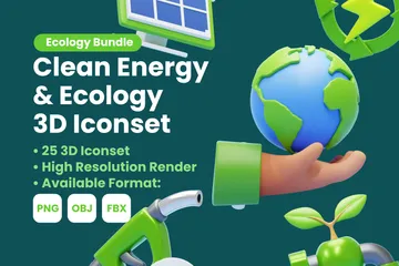 Saubere Energie und Ökologie 3D Icon Pack