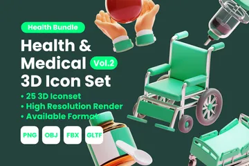Saúde e Medicina Vol 2 Pacote de Icon 3D