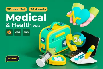 Medicina e Saúde Vol.2 3D Icon Pack