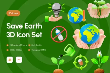 Save Earth 3D Icon Pack