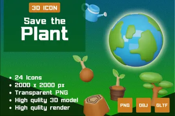 Save The Plant 3D Icon Pack