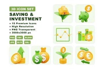 Saving & Investment 3D Icon Pack