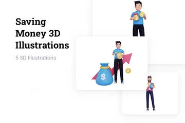 お金を節約 3D Illustrationパック