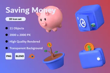 Saving Money 3D Icon Pack