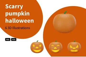 Scarry Pumpkin Halloween 3D Illustration Pack