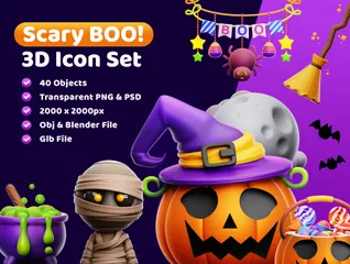 Scary BOO! 3D Icon Pack