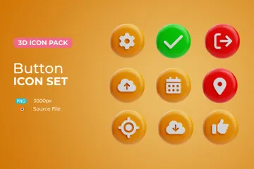 Schaltflächen-UI-Paket 3D Icon Pack