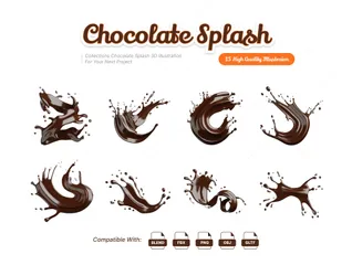 Schokoladenspritzer 3D Icon Pack