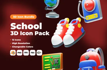 SCHOOL 3D Icon Pack
