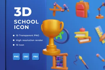 School 3D Icon Pack