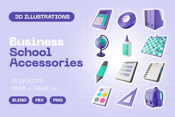 School Accessories 3D Icon Pack