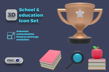 学校と教育 3D Illustrationパック