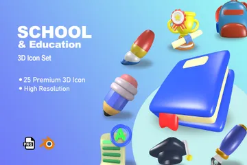 학교와 교육 3D Illustration 팩