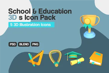 학교와 교육 3D Icon 팩
