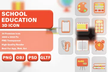 School And Education 3D Icon Pack
